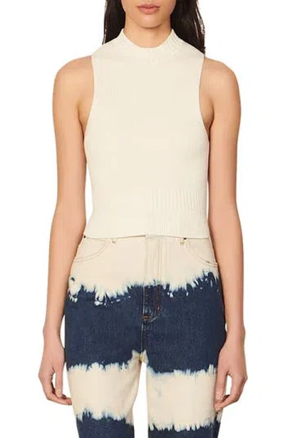 Sandro Rib Knit Cotton Tank In Neutral