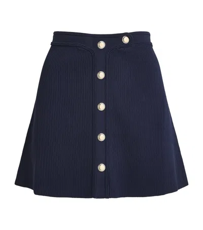 Sandro Rib-knit Mini Skirt In Blue