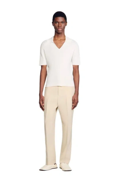 SANDRO SANDRO RIB KNIT POLO SHIRT