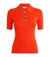 Sandro Rib-knit Polo Shirt In Red