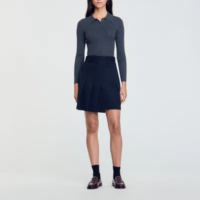 Sandro Rib Knit Sweater In Blue
