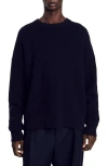 Sandro Cotton Jacket In Navy Blue