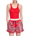 Sandro Womens Scoop-neck Ribbed Cotton-blend Vest Top Rouges In Red