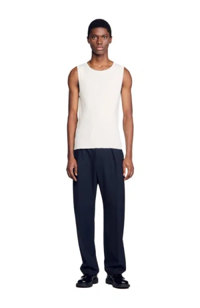 Sandro Rib Knit Vest Top In Optic White