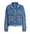 Sandro Knitted-collar Denim Jacket In Blue