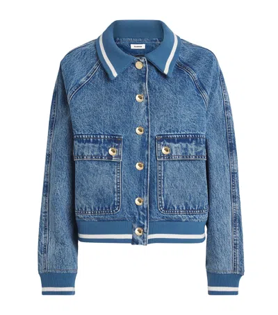 Sandro Rib-trim Denim Jacket In Blue