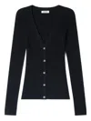Sandro Ribbed Cardigan With Fancy Buttons In Black