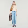 Sandro Ribbed Button Placket Knit Top In Neutral
