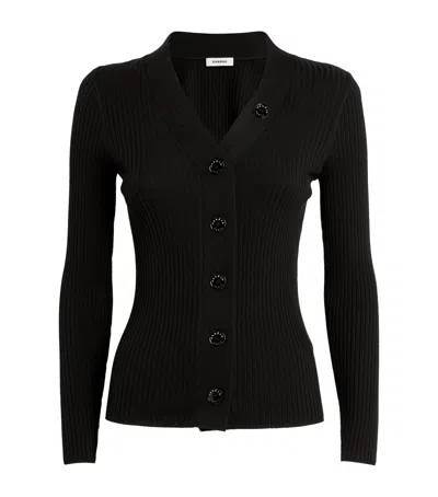 Sandro Gabrielle Ribbed Knitted Cardigan In Black