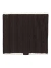 Sandro Ribbed Contrast-trim Scarf In Brown
