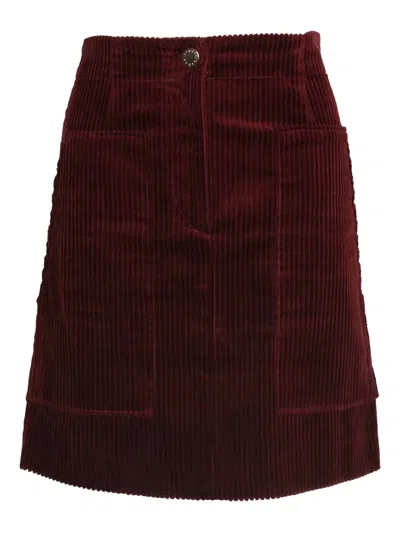 Pre-owned Sandro Ribbed Corduroy Skirt In Red