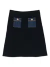 Sandro Ribbed Denim-pocket Skirt In Black