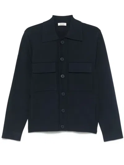 Sandro Ribbed Jacket In Blue