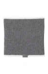 Sandro Womens Grey Contrast-trim Ribbed-knit Wool Neck Warmer In Gray