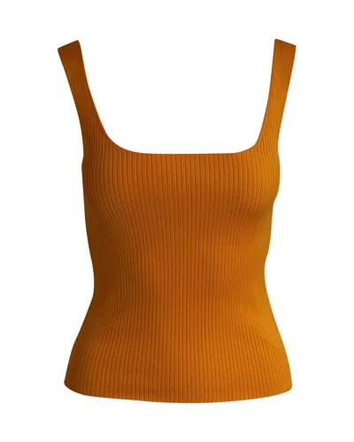 Sandro Ribbed Knit Tank Top In Orange Viscose