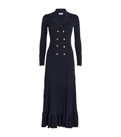 Sandro Ribbed Midi Dress In Blue