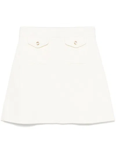Sandro Ribbed Mini Skirt In Neutrals