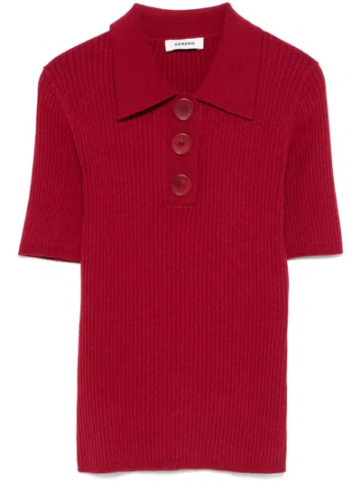 SANDRO RIBBED POLO SHIRT