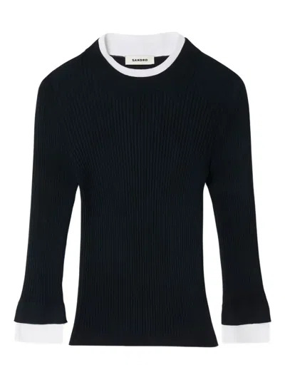Sandro T-shirt Mit Rundem Ausschnitt In Black