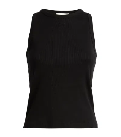 Sandro Ribbed Tank Top In Black