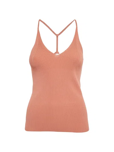 Pre-owned Sandro Ribbed Tank Top In Orange