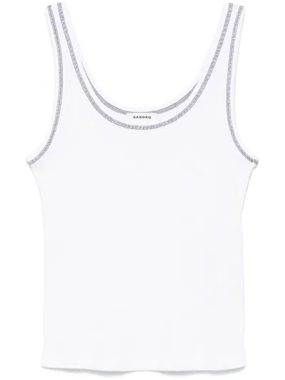 Sandro Geripptes Tanktop In Weiss