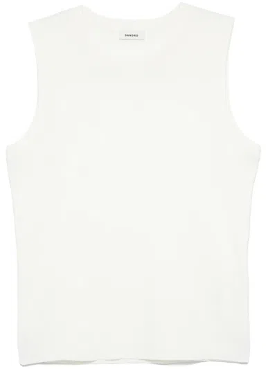 Sandro Ribbed Tank Top In White