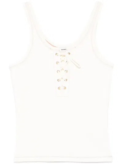Sandro Ribbed Top In Neutrals