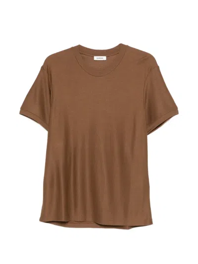 Sandro Mens Camel Textured Short-sleeve Woven T-shirt In Multi