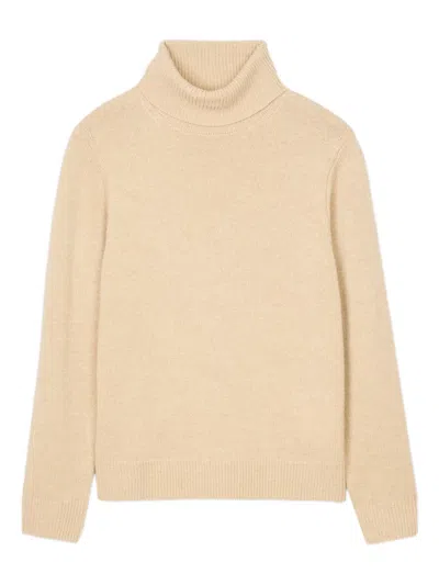 Sandro Ribbed Turtleneck Sweater In Neutral