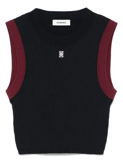 Sandro Ribbed Vest In Blue