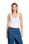 Sandro Ribbed Vest Top In Black/white
