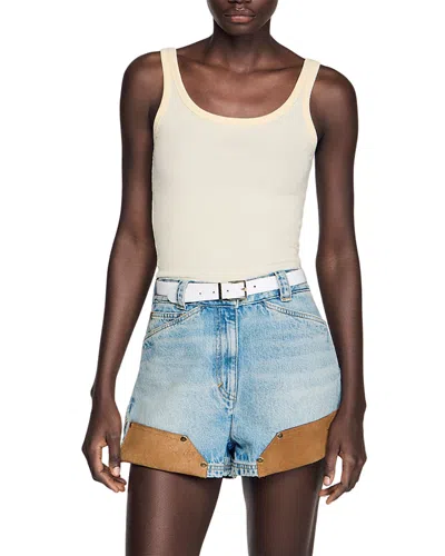 Sandro Ribbed Vest Top In Orange