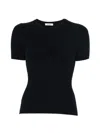 Sandro Ribbed-knit Buttoned Top In Blue