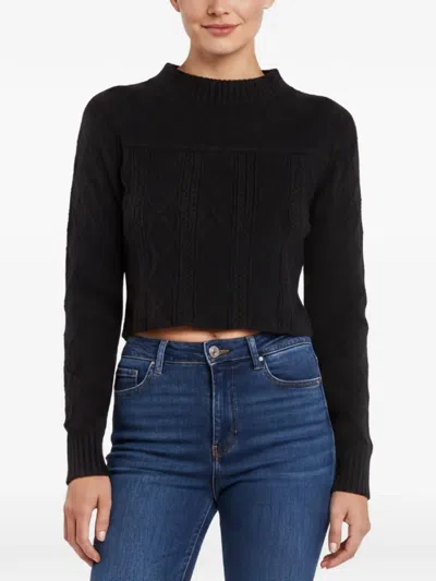 Pre-owned Sandro Ribbed-knit Cropped Sweater In Black