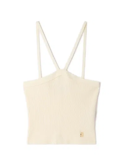 Sandro Ribbed-knit Cropped Top In White