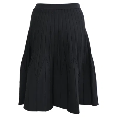 Sandro Ribbed-knit Flared Midi Skirt In Black Viscose