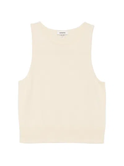 Sandro Ribbed-knit Sleeveless Tank Top In Multi
