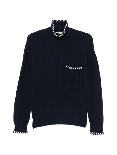 Sandro Ribbed-knit Sweater In Blue