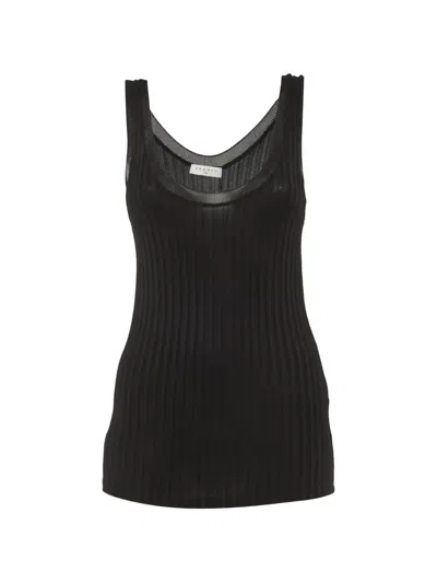 Pre-owned Sandro Ribbed-knit Tank Top In Black