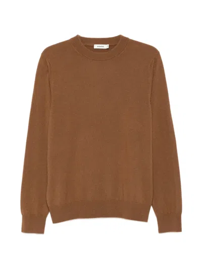 Sandro Ribbed-trim Cashmere Sweater In Brown