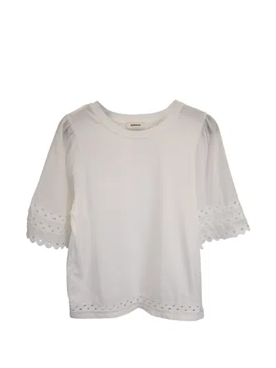 Pre-owned Sandro Ribbon-detailed T-shirt In White