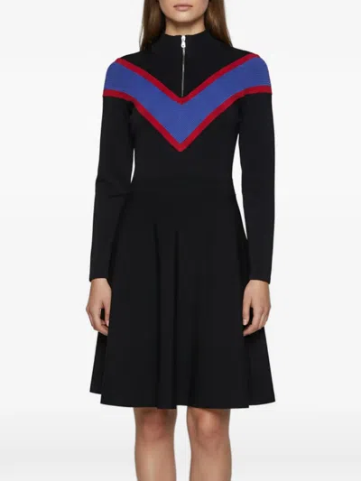 Pre-owned Sandro Rib-knit Mock-neck Mini Dress In Black