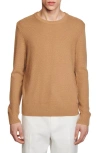 Sandro Rice Wool Blend Crewneck Sweater In Camel