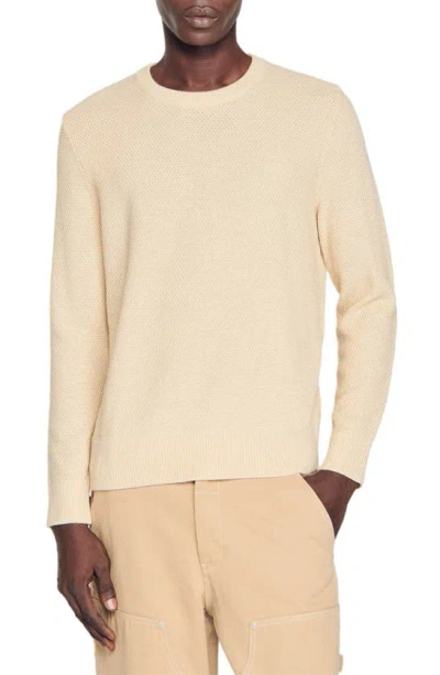 Sandro Rice Wool Blend Crewneck Jumper In Off White