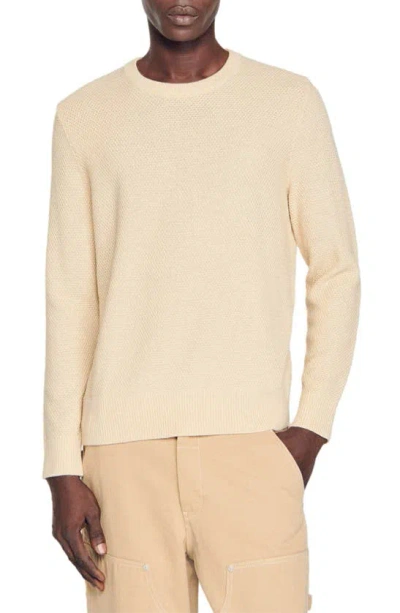 Sandro Rice Wool Blend Crewneck Sweater In Off White