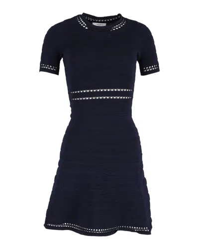 Sandro Riley Textured A-line Dress In Navy Blue Viscose