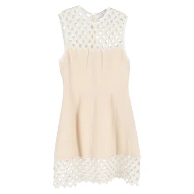 Sandro Rita Knitted Mini Dress In Cream Cotton In White