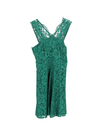 Pre-owned Sandro Riviera Lace Mini Dress In Green
