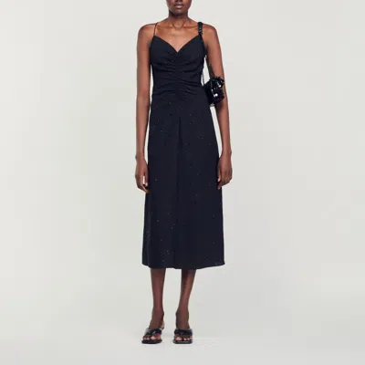 Sandro Robe À Strass In Black